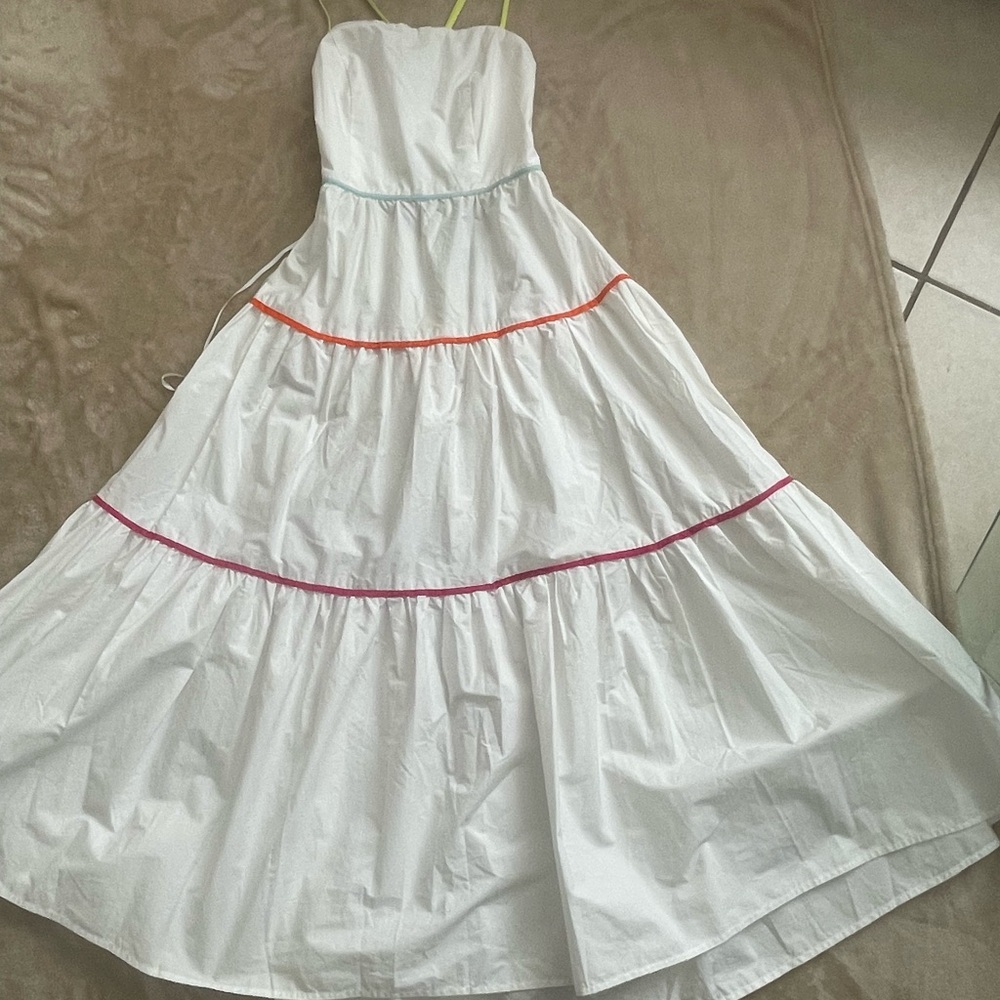 Aakaa White Dress with Lime Accents - Picture 6 of 11